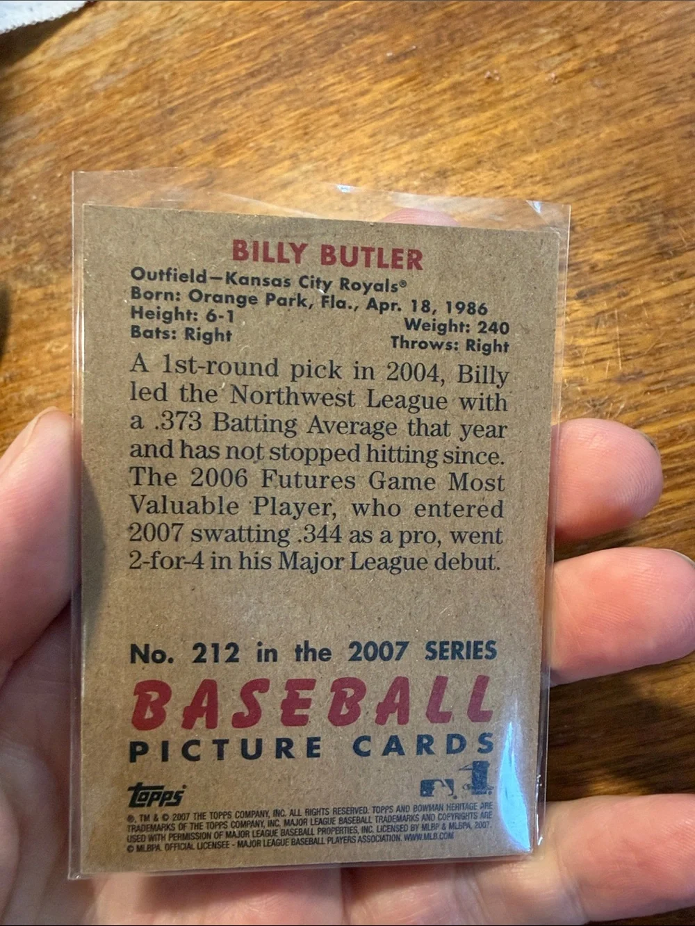 KC Royals Holo Rookie Baseball Card - Billy Butler